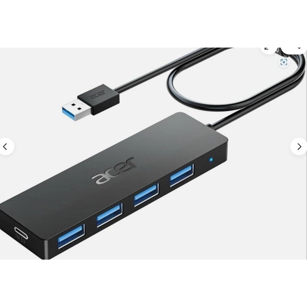 Acer USB Hub 4 Ports, Multiple USB 3.0 Hub, USBA Splitter for Laptop with Typ...